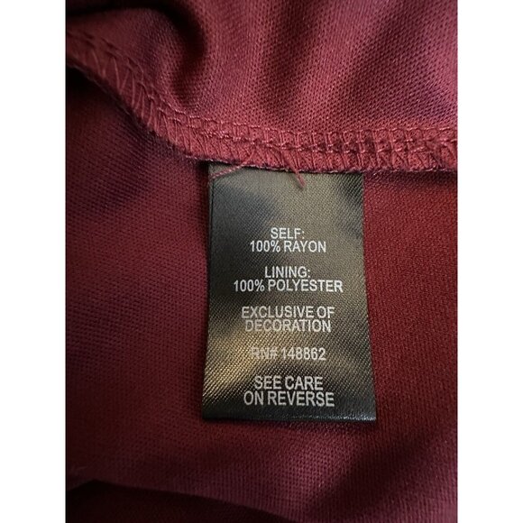 Women's Torrid Dress Chiffon Gauze Burgundy Wine Boho Crochet Size 2 Long Sleeve - Picture 12 of 13